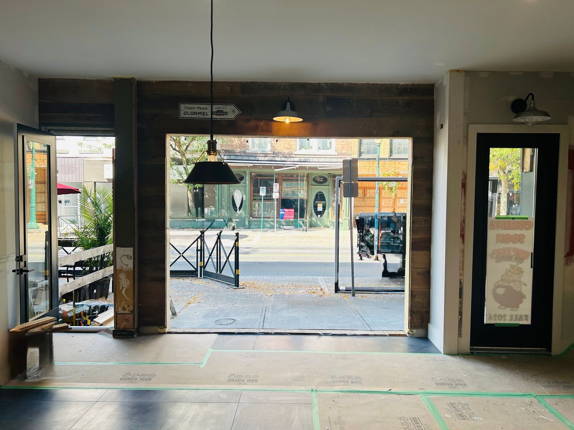 Progress View – in-progress shot looking from the main area toward the storefront